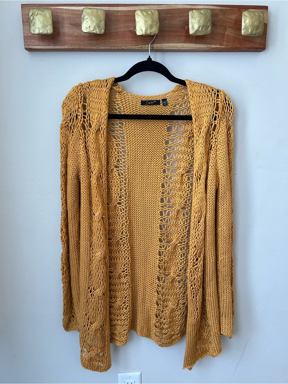 Boho Mustard Yellow Crochet Cardigan - Dex Size Sm - Cottagecore Coastal Grandma